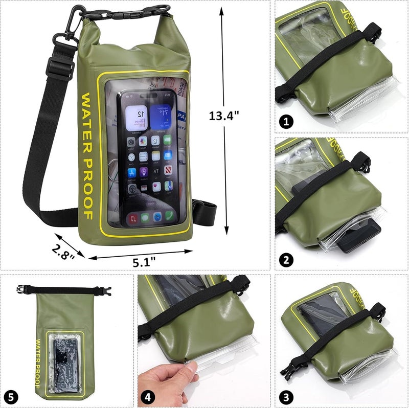 GPUSFAK 154 Pieces Waterproof Boat First Aid Kit Dry Bag with Cell Phone Bug Out Bags Pouch Roll Top Boat Emergency Kit 2-in-1 for Camping Fishing Kayaking Swimming Rafting - Image 4